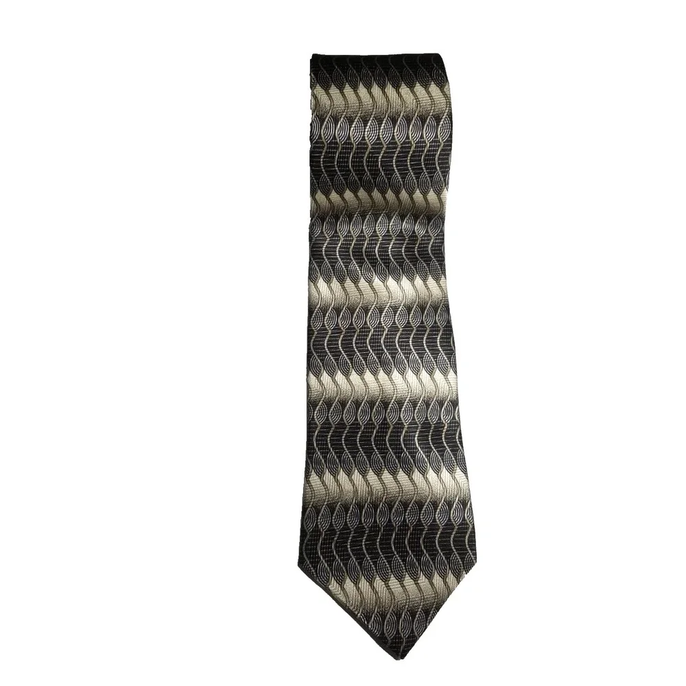 Gianfranco Ruffini Black Tan Geometric Silk‎ Pointed Tie Made in USA